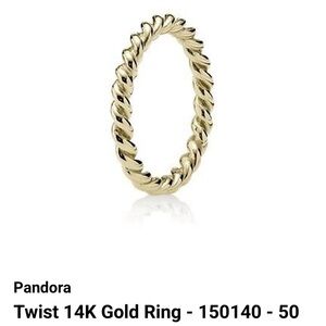 Pandora 14K Solid Gold Twist Ring Size 5!